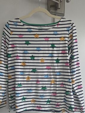 Women's Boden Long Sleeve Striped Top with Multicolor Stars